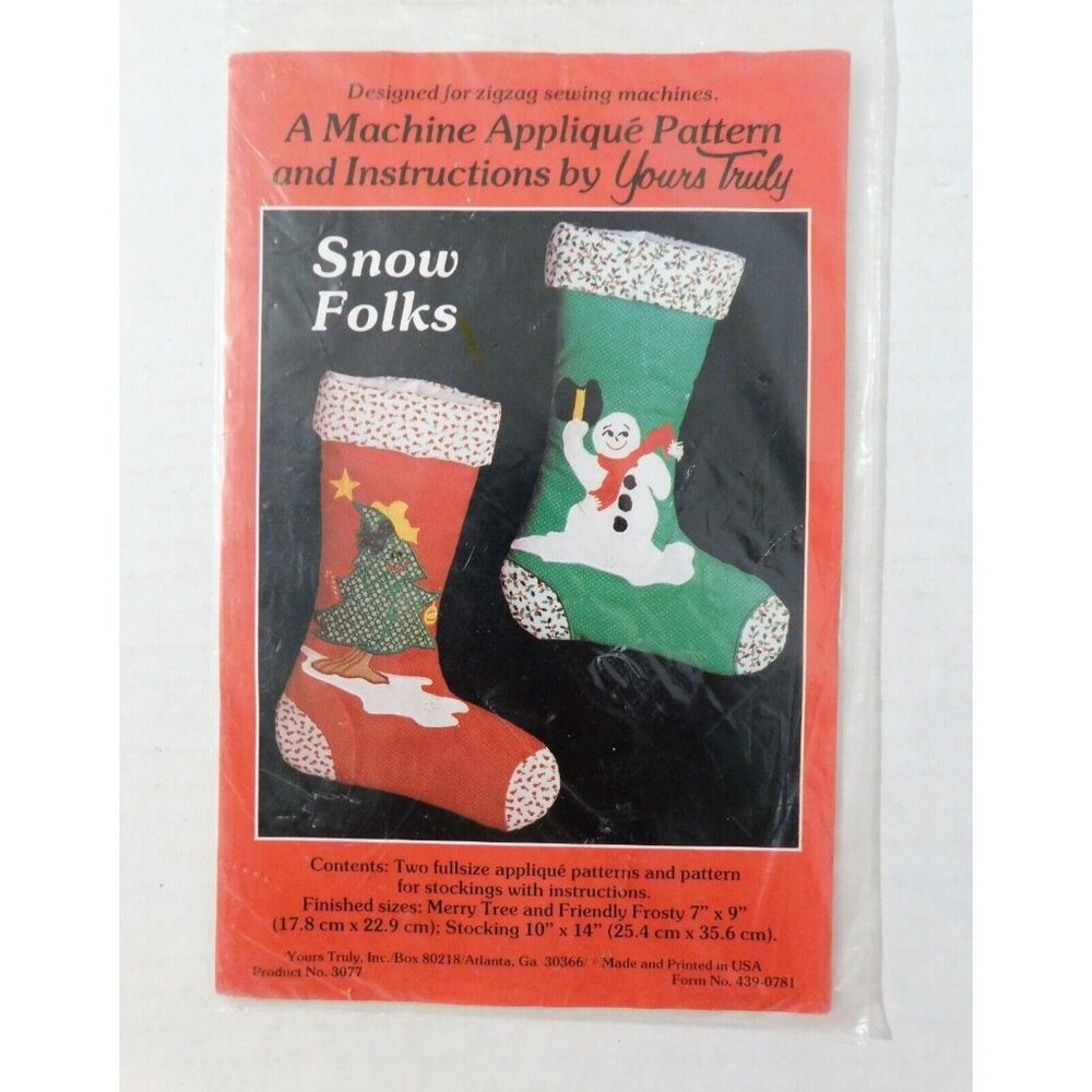 Yours Truly Snow Folks Machine Appliqué Pattern Instructions Winter Holiday NEW